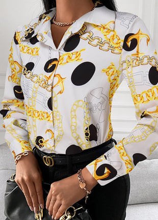 Luno Elegant Long-Sleeve Cardigan Shirt for Women: European Style Button-Up Top