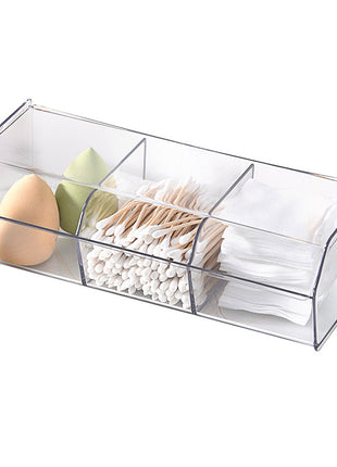 New Flip-Top Three-Compartment Storage Box Office Capsule Coffee Storage Box Desktop Jewelry Cotton Swab Storage Box