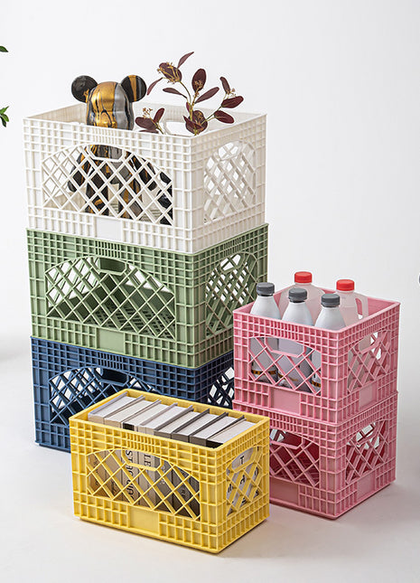 Basket Plastic Milk Basket Rectangular Cut Out Large Thickeneded Basket Toy Storage Box Fruit and Vegetable Turnover Basket