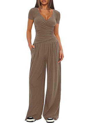 Women's Cozy Wide-Leg Pants & Long/Short Sleeve Top Lounge Set