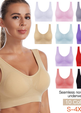 Women's Wireless Shockproof Sports Bra for Gym Yoga Running Plus Size