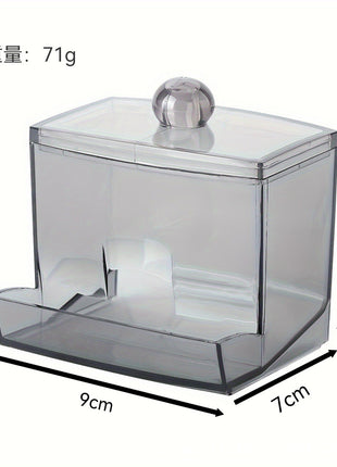 New Transparent Multi-Purpose Cotton Swabs with Bamboo Caps, Ps Portable Round and Long Combination Cotton Pads, Dormitory Storage Box