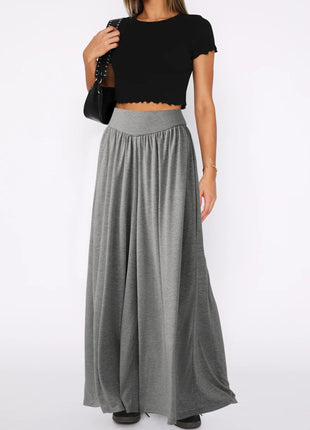 Women's High Waist Wide Leg Flowy Drape Trousers with Pockets