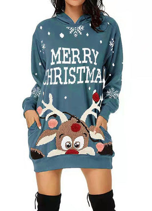 Long-Sleeve Leisure Hooded Loose Mini Dress with Pockets - Amazon Style