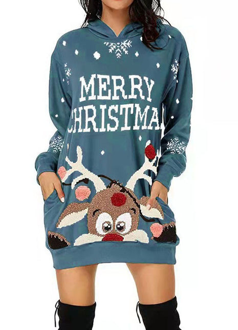 Long-Sleeve Leisure Hooded Loose Mini Dress with Pockets - Amazon Style