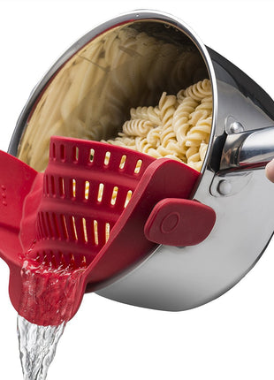 Flexible Silicone Clip-On Kitchen Strainer for Pasta, Vegetables & Fruits