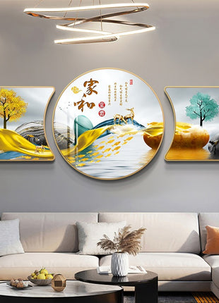 2D Flat, 3pcs 2D Flat New HD special-shaped rounded corner decorative painting, Mountain art prints, modern wall art prints, light luxury high-end modern decorative paintings, geometric wall art