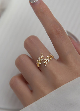 Elegant European Style Alloy Zircon Stone Ring for Women - Adjustable Fashion Jewelry
