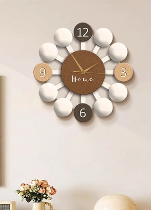 Creative living room wall clock, modern and luxurious,  Super Silent Quartz Movement, No Ticking, Artificial Wood Construction, Perfect for living room