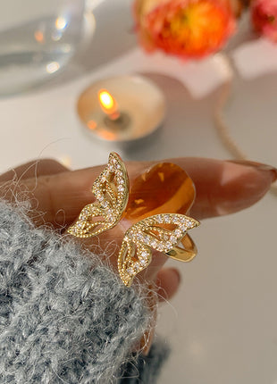 Korean Advanced Temperament Fairy Bow Gold Adjustable Index Finger Ring