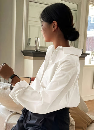 Elegant Women's Loose Fit Viscose Fiber Long-Sleeve Button-Down Shirt Top
