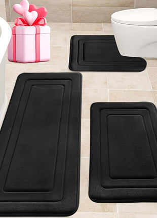 Herringbone Coral Velvet Floor Mat Thickened Absorbent Bathroom Floor Mat Toilet Three-Piece Combination Anti-Slip Mat Cross-Border Export
