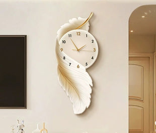 Creative living room wall clock, modern and luxurious,  Super Silent Quartz Movement, No Ticking, Artificial Wood Construction, Perfect for Living Room, Bedroom, Kitchen, Coffee Bar Decor - Unique Home Gift and Festival Decoration [Vertical Version]