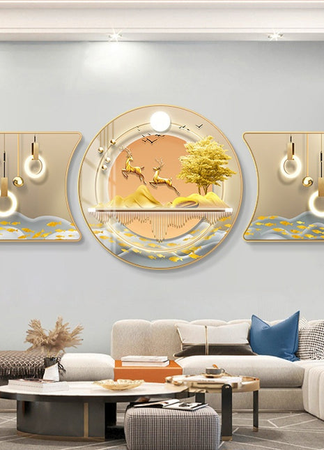 2D Flat, 3pcs 2D Flat New HD special-shaped rounded corner decorative painting, Mountain art prints, modern wall art prints, light luxury high-end modern decorative paintings