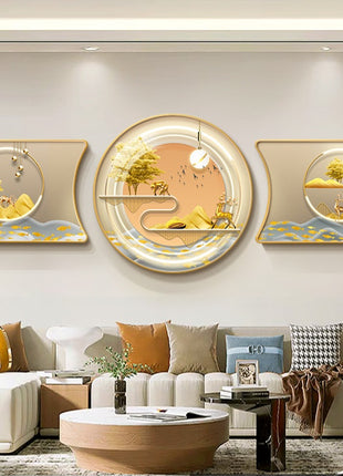 2D Flat, 3pcs 2D Flat New HD special-shaped rounded corner decorative painting, Mountain art prints, modern wall art prints