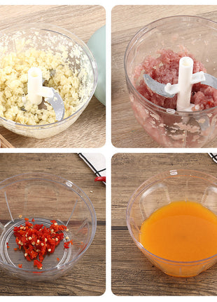 Multi-functional Manual Food Processor: Vegetable Cutter, Meat Grinder & Garlic Chopper