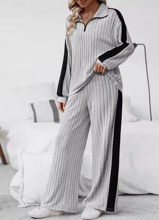 Sophisticated Plus Size Women's Autumn Casual Hoodie & Wide-Leg Pants Set