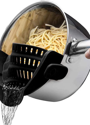 Flexible Silicone Clip-On Kitchen Strainer for Pasta, Vegetables & Fruits