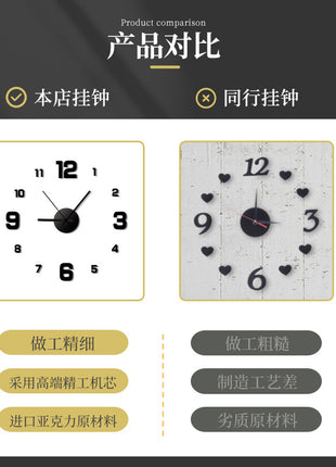 Luminous Wall Clock Silent Nordic Style Modern Acrylic DIY Digital Sticker Decor