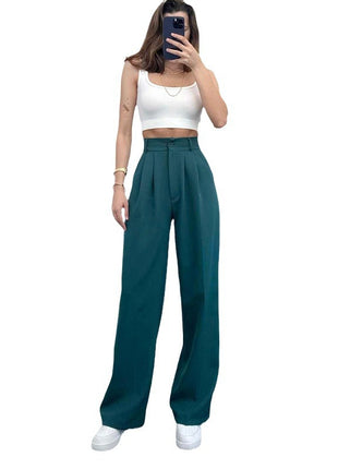 Elegant High-Waisted Loose Straight Fit Summer Leisure Trousers for Women