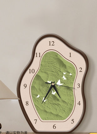 Vintage wooden style entryway cabinet, desktop clock, creative no-drill 1pc Vintage Modern Minimalist Green Wall Clock - Silent Non-Ticking Large Face with Black Hands