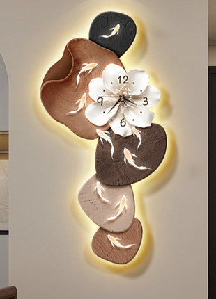 Modern minimalist nine-fish pattern living room clock, creative Clock