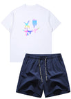 WHITE SMILE + 668 DARK BLUE SHORTS / XS