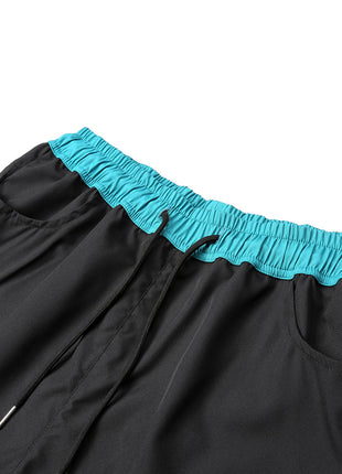 Men's Summer Thin Shorts, Breathable and Quick-Drying, Casual Running Fitness Shorts, American-Style Color-Blocked Three-Quarter Shorts with Contrasting Design