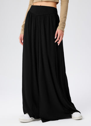 Women's High Waist Wide Leg Flowy Drape Trousers with Pockets