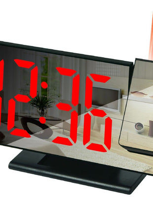 Smart LED Projection Alarm Clock with USB, Digital Mirror Display, Thermometer & Auto-Brightness