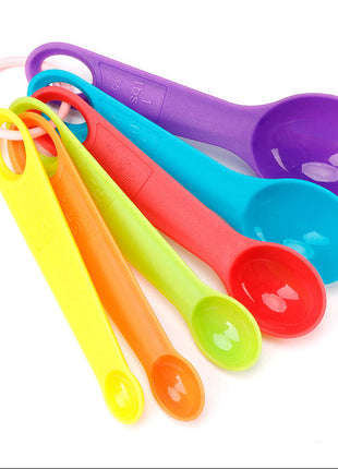 Vibrant Rainbow Plastic Measuring Spoons & Cups Set - 12 Piece Baking Kit