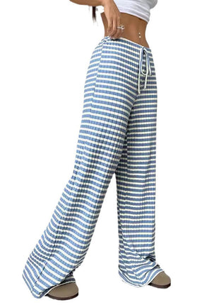 European Style Loose Straight Fit Women's Casual Drawstring Trousers