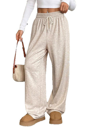 Women's Demi-Season Loose Fit Wide Leg Trousers with Pockets - European Style