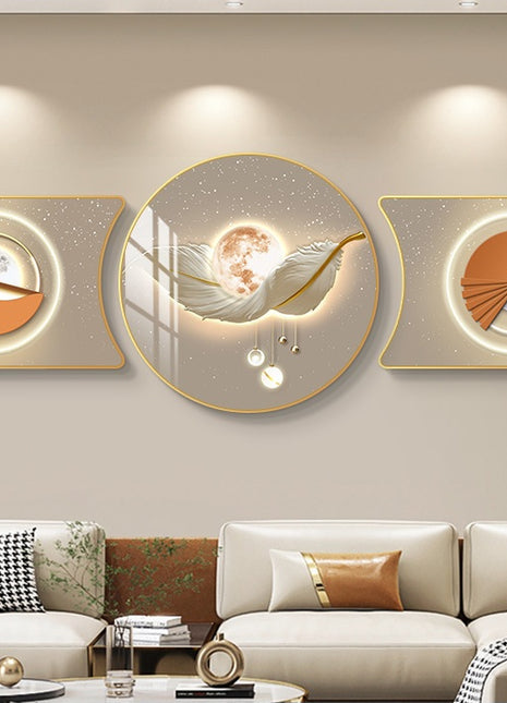 2D Flat, 3pcs 2D Flat New HD special-shaped rounded corner decorative painting, Mountain art prints, modern wall art prints, light luxury high-end modern decorative paintings, geometric wall art