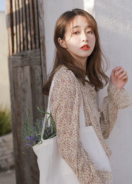 Chic Floral Chiffon Long-Sleeve Blouse - Elegant Autumn City Style Shirt