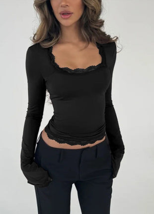 Sexy Long-Sleeve Lace Dress European Style Demi-Season Fashion Women's Apparel