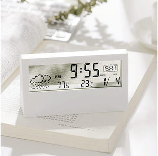 Smart LED Digital Desktop Clock with Silent Alarm, Weather Display & Calendar