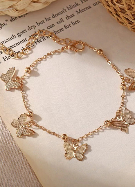 Elegant European Butterfly Charm Anklet Bracelet - Simple Fashion Jewelry Accessory