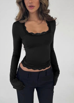 Sexy Long-Sleeve Lace Dress European Style Demi-Season Fashion Women's Apparel