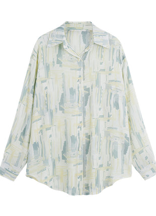 Chic French Style Sheer Collared Long Sleeve Blouse for Women