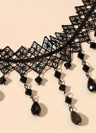 Retro Black Velvet Choker Necklace European Style Crystal Accent Jewelry