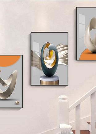 Modern minimalist living room decorative painting , canvas painting with border  With Frame SET OF 3 PERFECT MATCH
