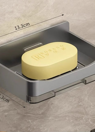 No-Drill Wall-Mounted Soap Dish with Drain Tray for Bathroom Storage