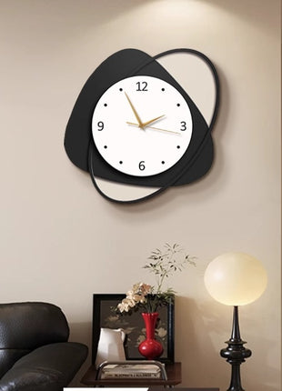 Creative living room wall clock, modern and luxurious,  Super Silent Quartz Movement, No Ticking, Artificial Wood Construction, Perfect for Living Room, Bedroom, Kitchen, Coffee Bar Decor - Unique Home Gift and Festival Decoration