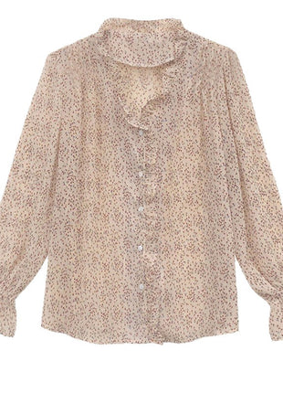 Chic Floral Chiffon Long-Sleeve Blouse - Elegant Autumn City Style Shirt