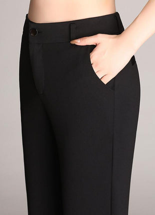 Elegant Women's Plus Size High-Waist Loose Flared Work Trousers
