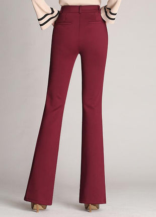 Elegant Women's Plus Size High-Waist Loose Flared Work Trousers