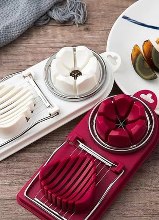 Versatile Stainless Steel Two-in-One Egg Slicer & Cutter for Kitchen Prep