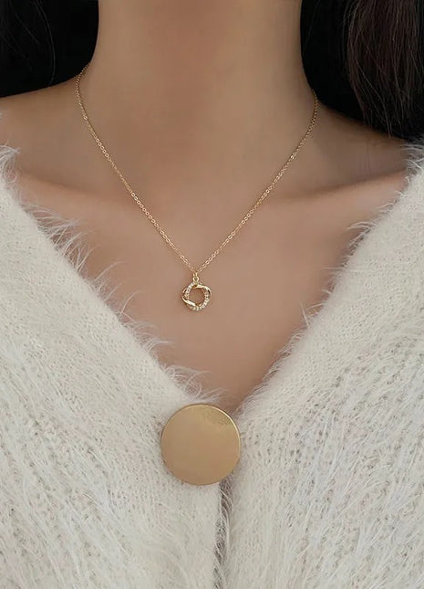 Elegant Korean Style Light Luxury Chain Necklace for Women, Simple Geometric Alloy Design