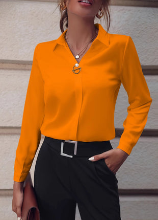 Versatile European Style Women's Long Sleeve Mid-Length Plus Size Blouse